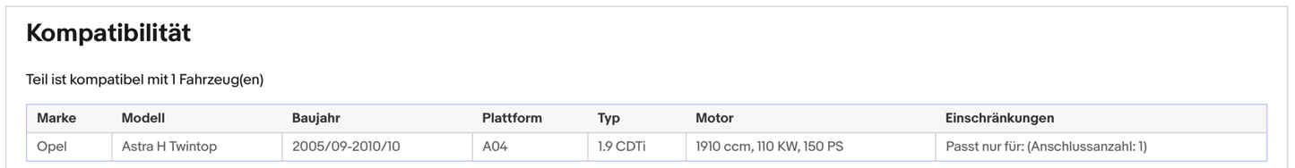 Ruß - Partikelfilter für Opel Astra H TwinTop, 1.9 CDTi, 110kW, Silizium, Euro 4 - KatDoc