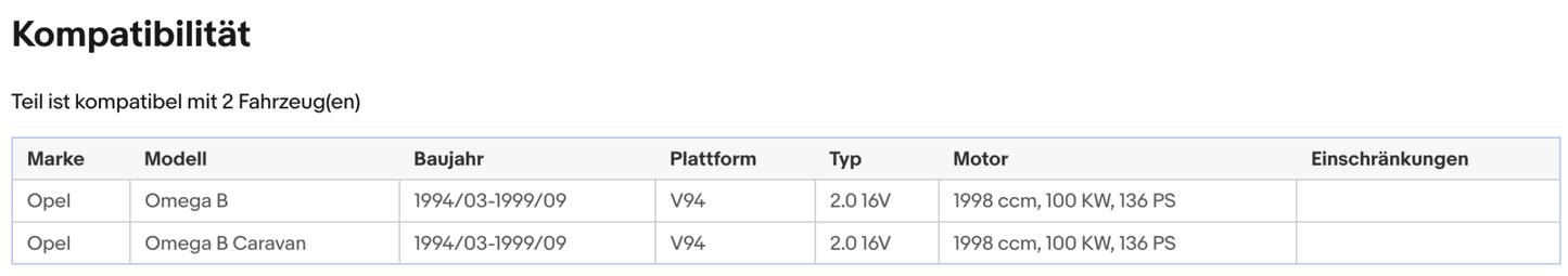 Katalysator für Opel Omega B, 2.0 16V, 100kW, Euro 1&2 - KatDoc