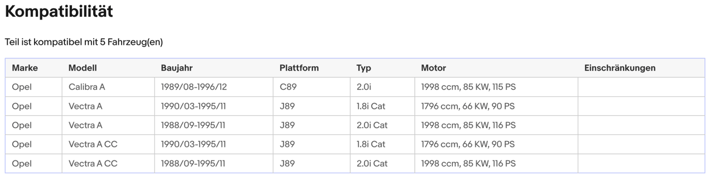 Katalysator für Opel Calibra A/Vectra A, 1.8/2.0, 66/85kW, Euro 1&2 - KatDoc