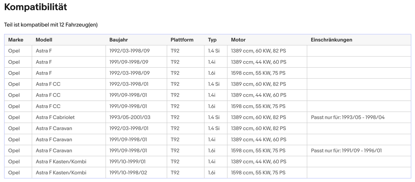 Katalysator für Opel Astra F, 1.4/1.6, 44/55/60kW, Euro 1&2 - KatDoc