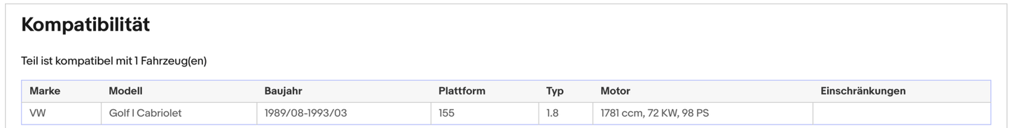 Katalysator für VW Golf 1 Cabriolet, 1.8, 72kW, Euro 1&2 - KatDoc