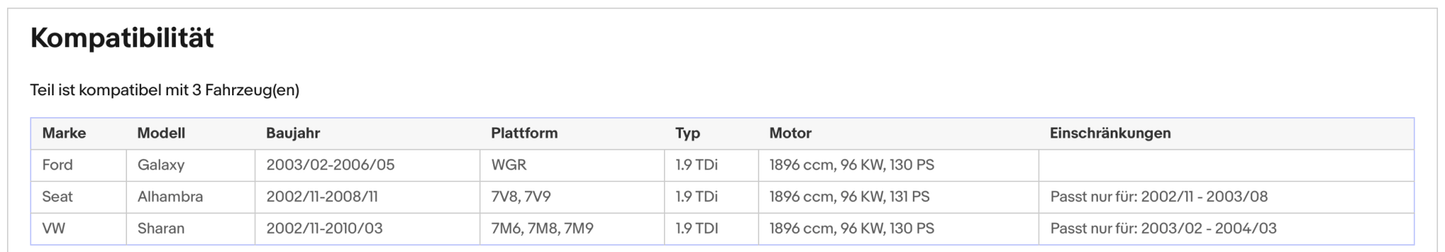 Katalysator für Ford Galaxy, Seat Alhambra, VW Sharan, 1.9 TDI, 96kW, Euro 3 - KatDoc