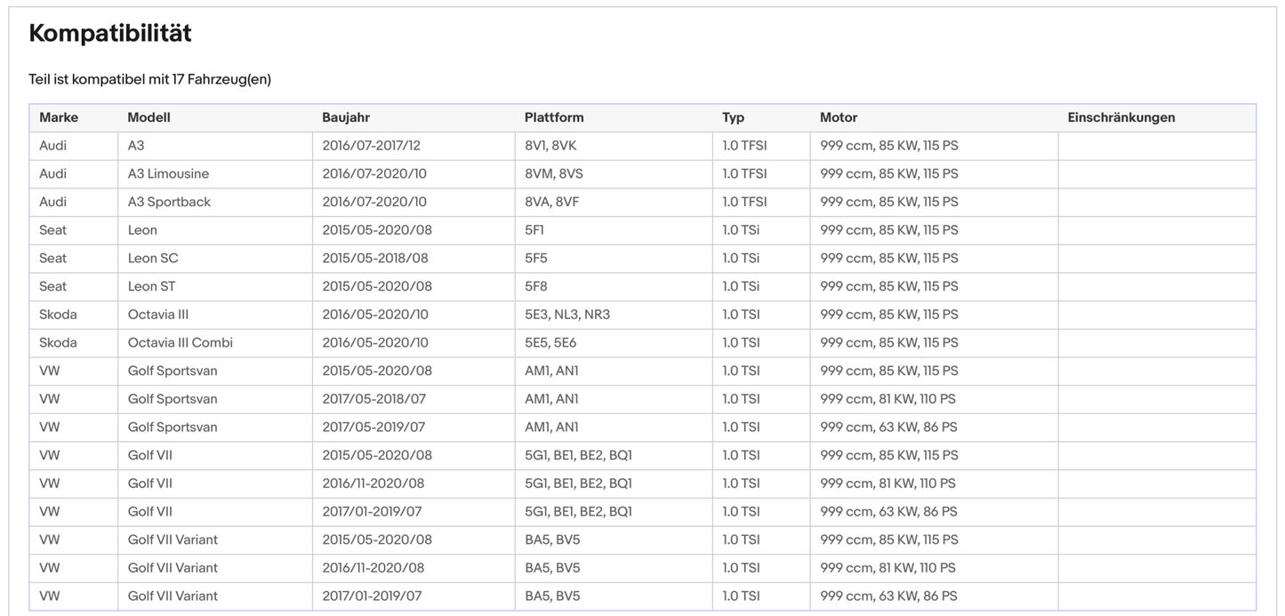Katalysator für Audi A3, Seat Leon, Skoda Octavia, VW Golf 7, 1.0, Euro 6 - KatDoc