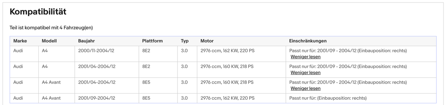 Katalysator Audi A4 B6, 3.0, 160/162kW, rechts, Euro 3 - KatDoc