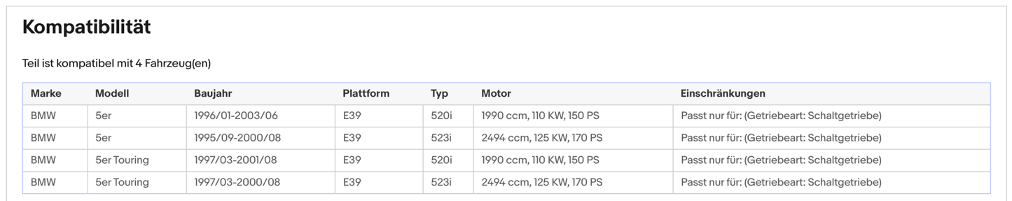 Katalysator BMW 5er E39 520/523i, 2.0/2.5, 150/170kW, Euro 1&2 - KatDoc