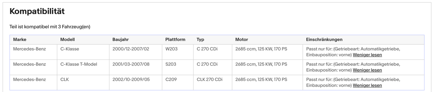 Katalysator für Mercedes C - Klasse/CLK, 270 CDI, 2.7, 125kW, Euro 3 - KatDoc