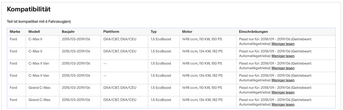 Katalysator für Ford C - Max/Grand C - Max, 1.5 EcoBoost, 110/134kW, Euro 6 - KatDoc
