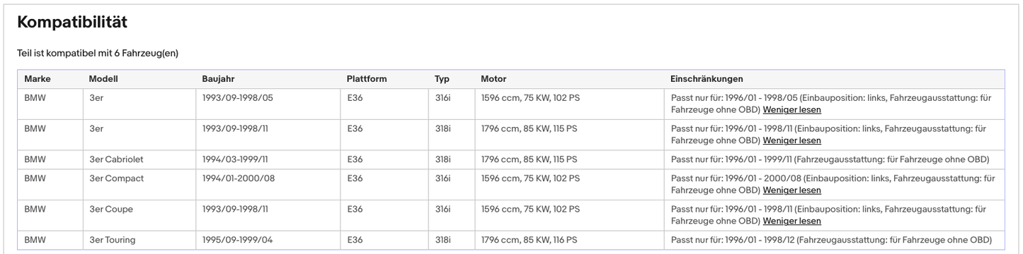 Katalysator BMW 3er (E36), 316/318 i, 1.6/1.8, 75/85kW, links, Euro 2 - KatDoc