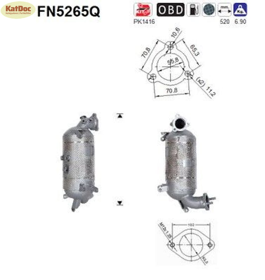 Ruß - Partikelfilter für Hyundai Tucson 2.0 CRDI, 100/136kW, Silizium, Euro 6 - KatDoc