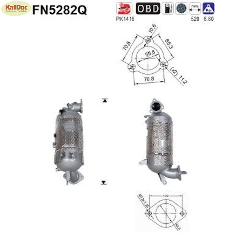 Ruß - Partikelfilter Hyundai Tucson,Kia Sorento/Sportage,2.0/2.2,Silizium,Euro 6 - KatDoc