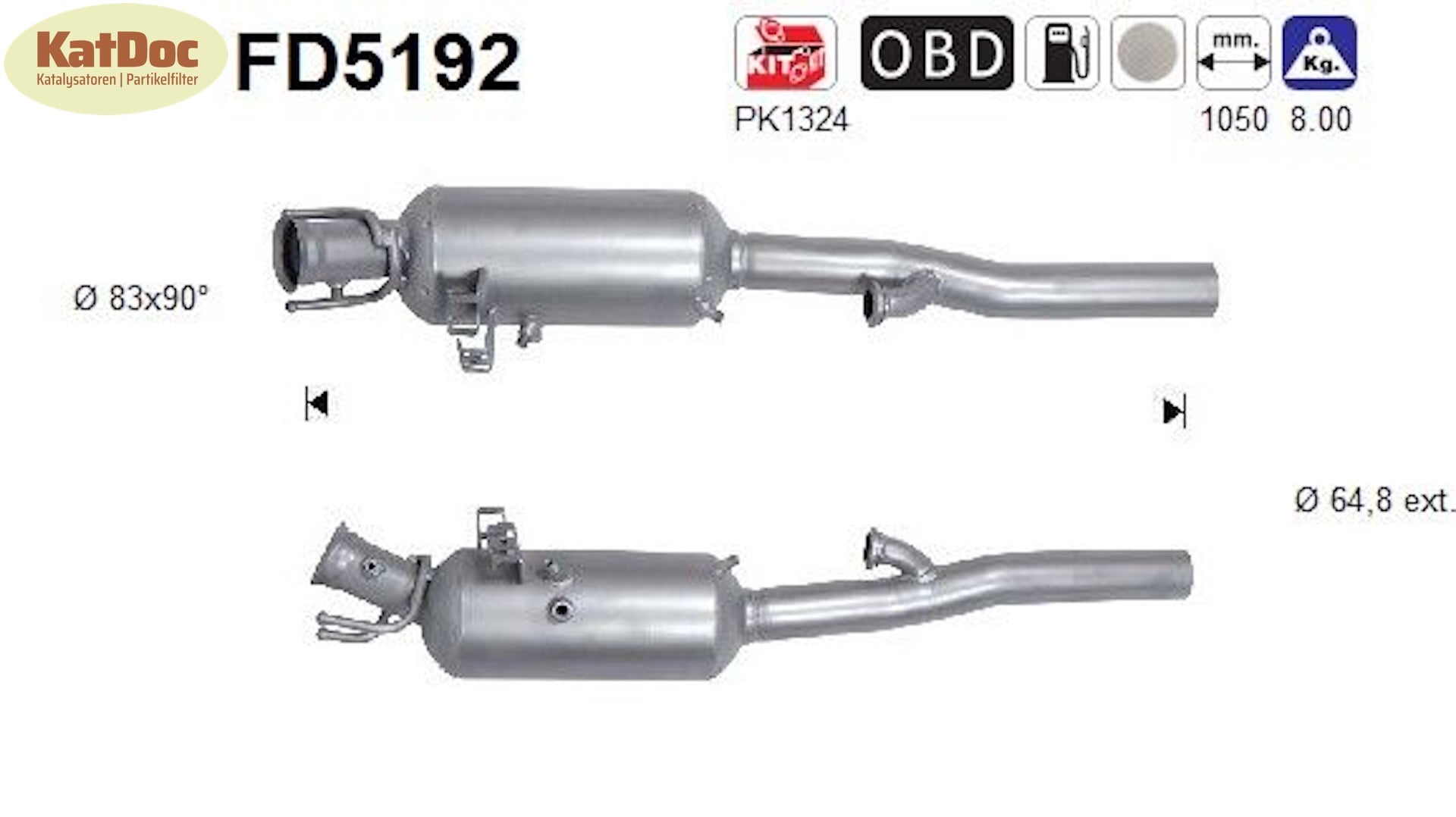 Ruß - Partikelfilter für Mercedes A - Klasse, B - Klasse, CLA, GLA, 1.8/2.1, Euro 6 - KatDoc