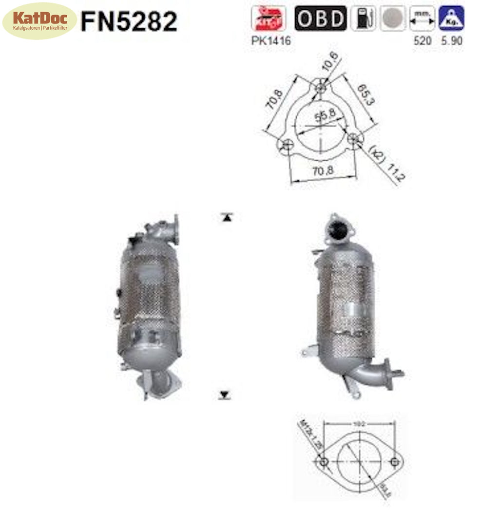Ruß - Partikelfilter Hyundai Tucson, Kia Sorento/Sportage, 2.0/2.2 CRDi, Euro 6 - KatDoc