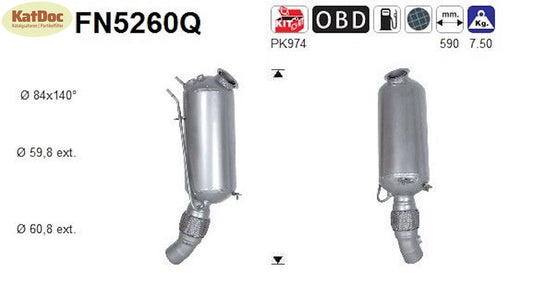Ruß - Partikelfilter für BMW 1er(F20/21),114d/116d, 1.5,70/85kW,Silizium, Euro 6 - KatDoc
