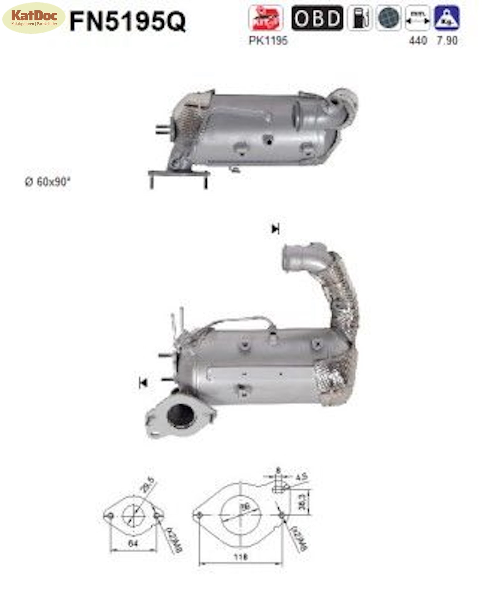 Ruß - Partikelfilter Dacia,Fiat,Mercedes,Nissan,Renault,Infiniti,Silizium,Euro 6 - KatDoc