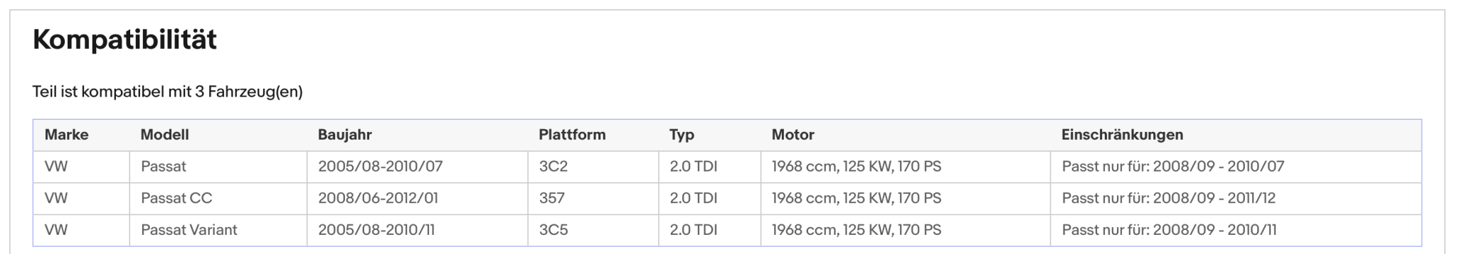 Ruß - Partikelfilter für VW Passat B6, 2.0 TDI, 125kW, Euro 5 - KatDoc
