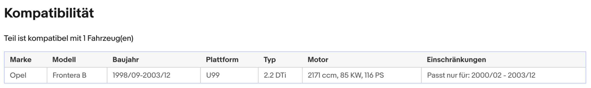 Katalysator für Opel Frontera B, 2.2 DTI, 85kW, Euro 3 - KatDoc