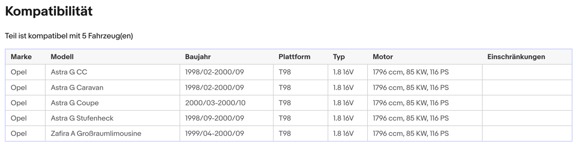 Katalysator für Opel Astra G, 1.8 16V, 85kW, Euro 1&2 - KatDoc