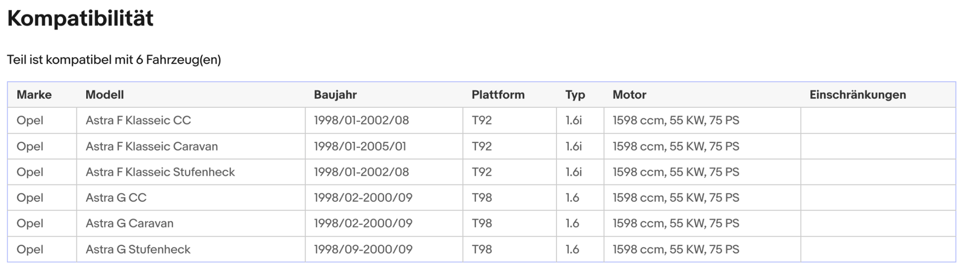 Katalysator Opel Astra F/G, 1.6, i, 55kW, Euro 1&2 - KatDoc