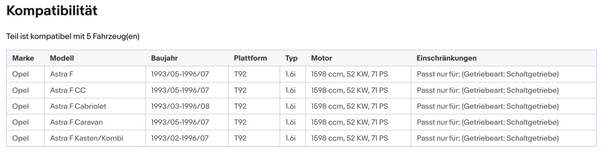 Katalysator für Opel Astra F, 1.6 i, 52kW, Euro 1&2 - KatDoc