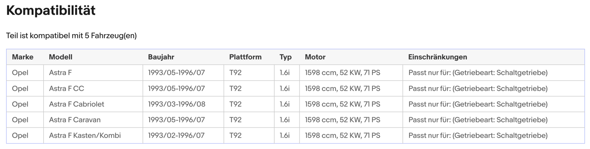 Katalysator für Opel Astra F, 1.6 i, 52kW, Euro 1&2 - KatDoc