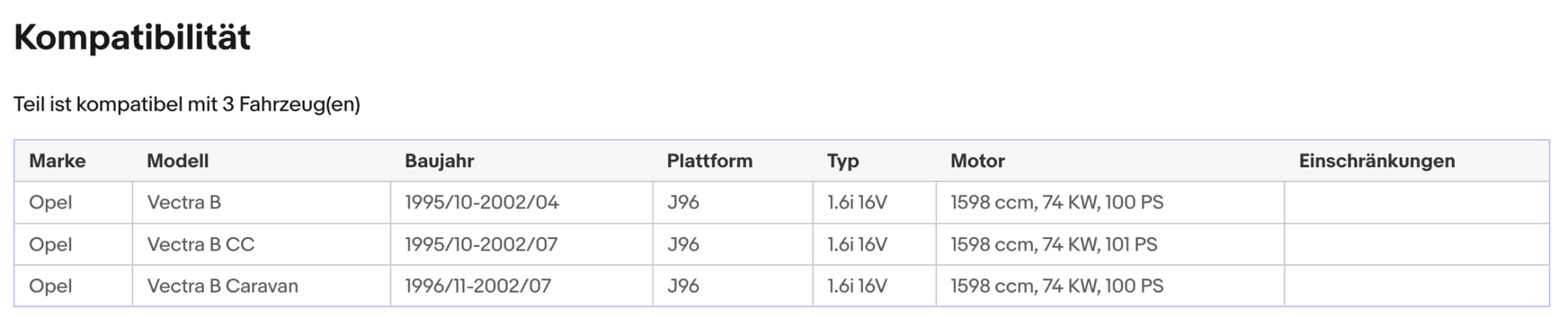 Katalysator für Opel Vectra B, 1.6 i 16V, 74kW, Euro 1&2 - KatDoc