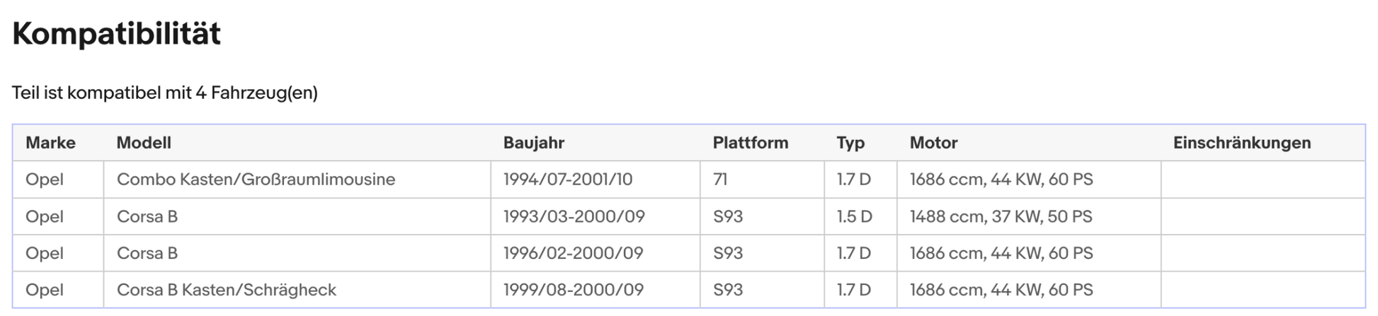 Katalysator für Opel Combo/Corsa B, 1.5/1.7 D, 37/44kW, Euro 1&2 - KatDoc