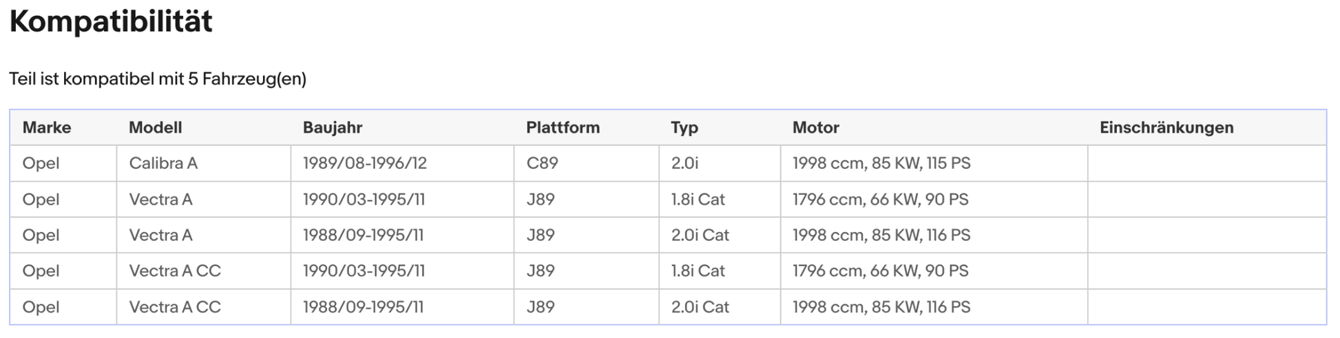 Katalysator für Opel Calibra A/Vectra A, 1.8/2.0, 66/85kW, Euro 1&2 - KatDoc