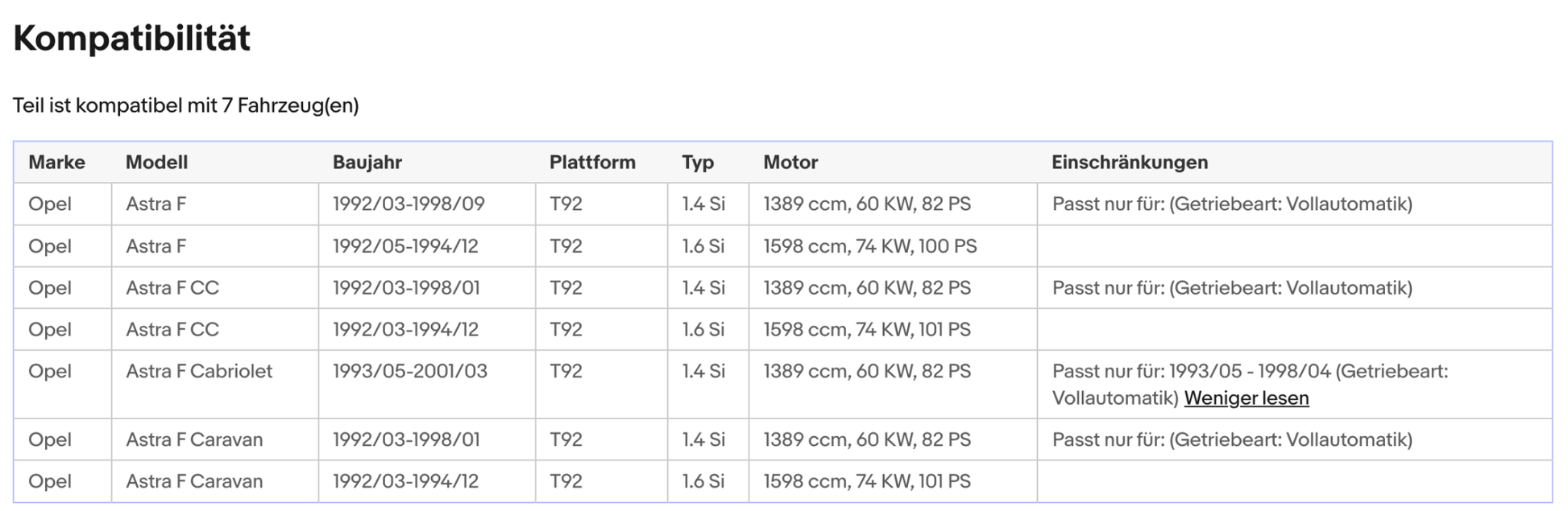 Katalysator für Opel Astra F, 1.4/1.6, 60/74kW, Euro 1&2 - KatDoc