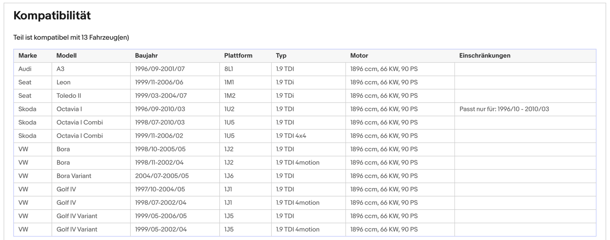 Katalysator für Audi A3, Seat Toledo, Skoda Octavia, VW Golf 4/Bora,1.9,Euro 1&2 - KatDoc