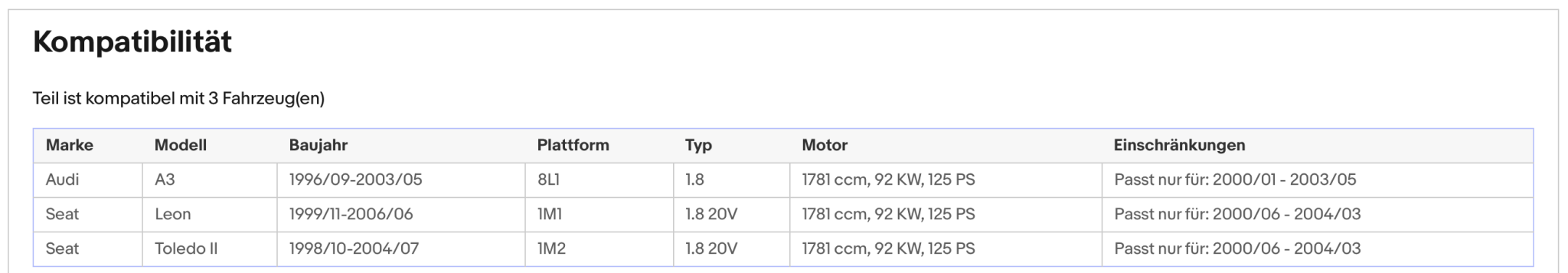 Katalysator für Audi A3 1.8 92kW, Seat Leon/Toledo, 1.8 20V 92kW, Euro 3 - KatDoc