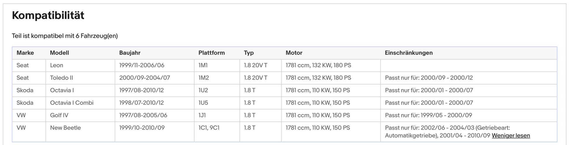 Katalysator Seat Leon/Toledo,Skoda Octavia,VW New Beetle/Golf 4, 1.8, Euro 3 - KatDoc