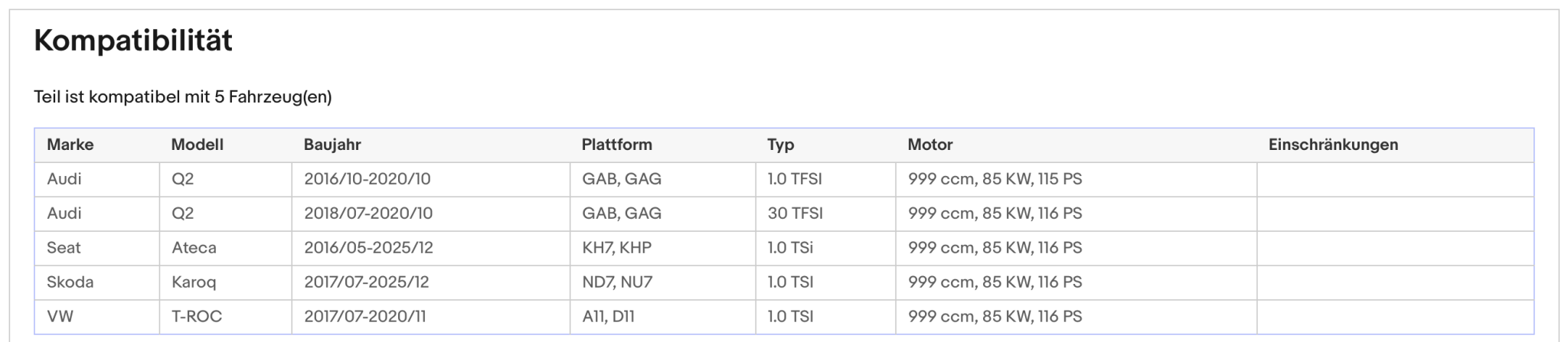 Katalysator Audi Q2, Seat Ateca, Skoda Karoq, VW T - Roc, 1.0 TSI, 85kW, Euro 6 - KatDoc