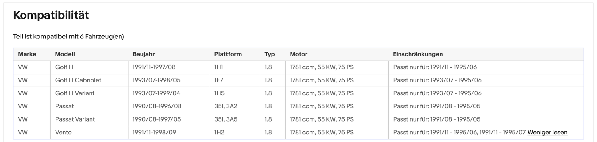 Katalysator für VW Golf 3/Passat B3/Vento, 1.8, 55kW, Euro 1&2 - KatDoc