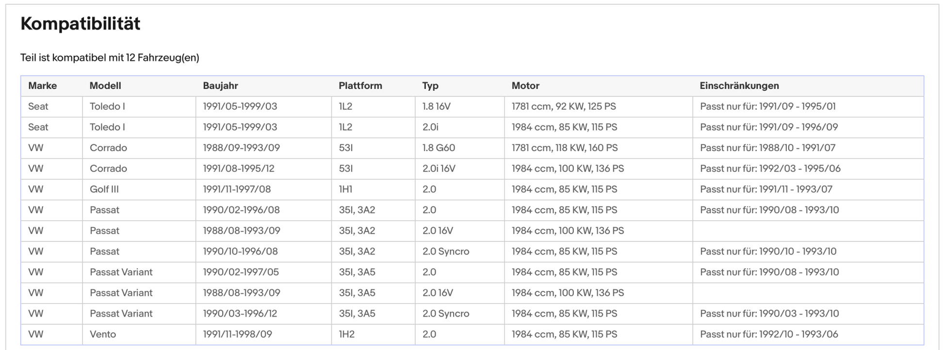 Katalysator Seat Toledo, VW Vento/Passat/Golf 3/Corrado G60, 1.8/2.0, Euro 1&2 - KatDoc