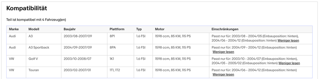 Katalysator für Audi A3, VW Golf 5/Touran, 1.6 FSI, 85kW, Euro 4 - KatDoc