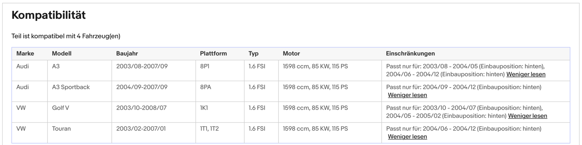 Katalysator für Audi A3, VW Golf 5/Touran, 1.6 FSI, 85kW, Euro 4 - KatDoc