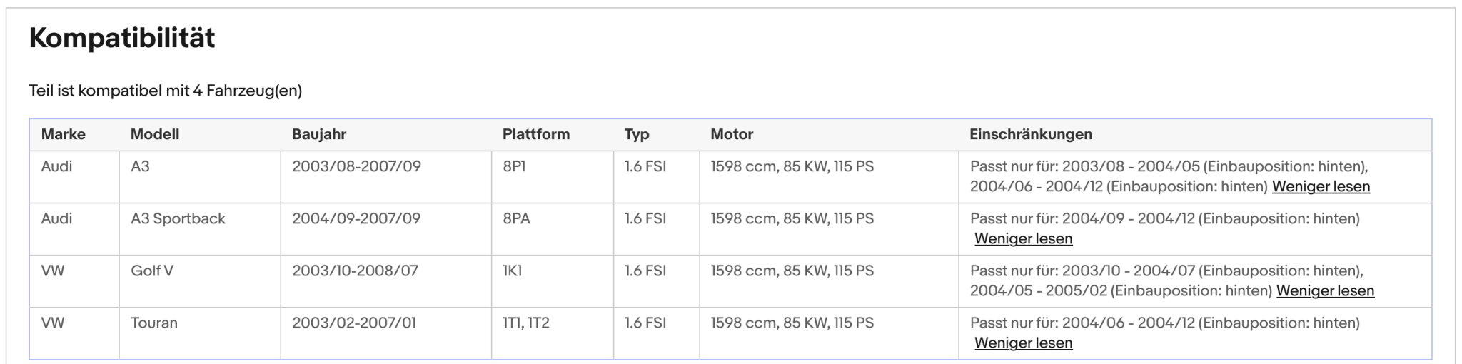 Katalysator für Audi A3, VW Golf 5/Touran, 1.6 FSI, 85kW, Euro 4 - KatDoc