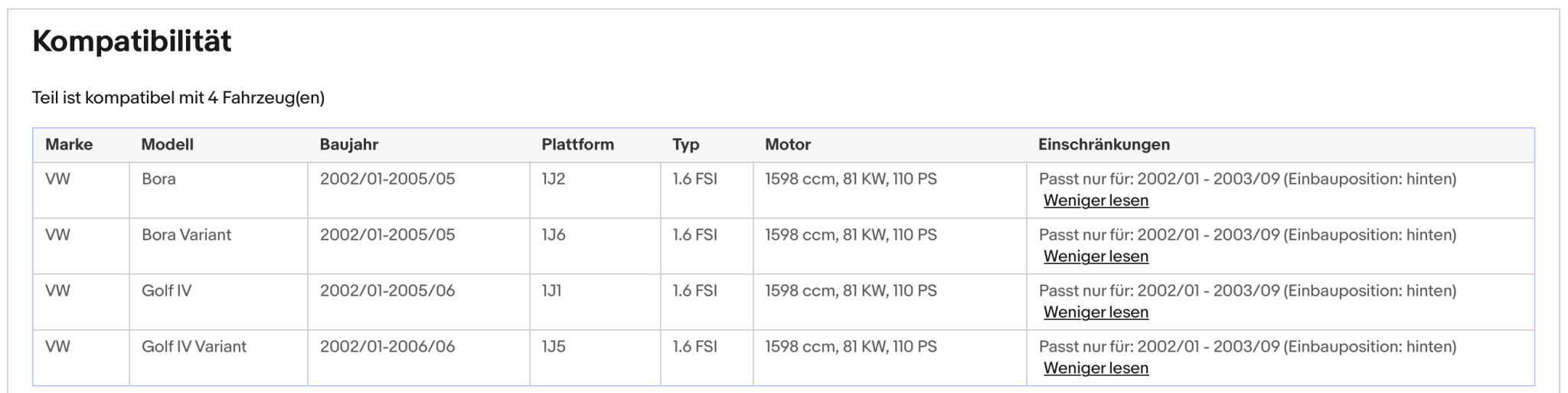 Katalysator für VW Bora/Golf 4, 1.6 FSI, 81kW, Euro 3 - KatDoc