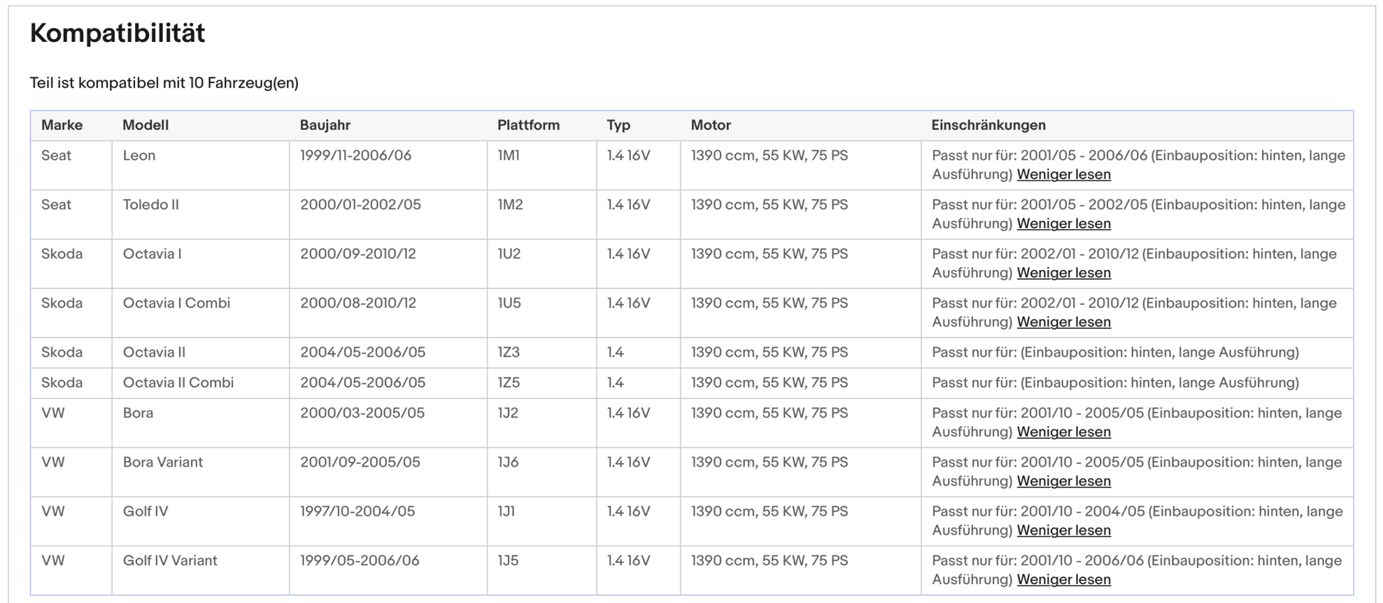 Katalysator Seat Leon/Toledo, Skoda Octavia, VW Golf 4/Bora, 1.4, 55kW, Euro 4 - KatDoc