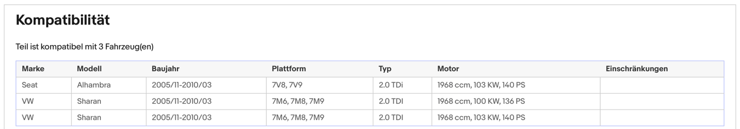 Katalysator für Seat Alhambra, VW Sharan, 2.0 TDI, 100/103 kW, Euro 4 - KatDoc