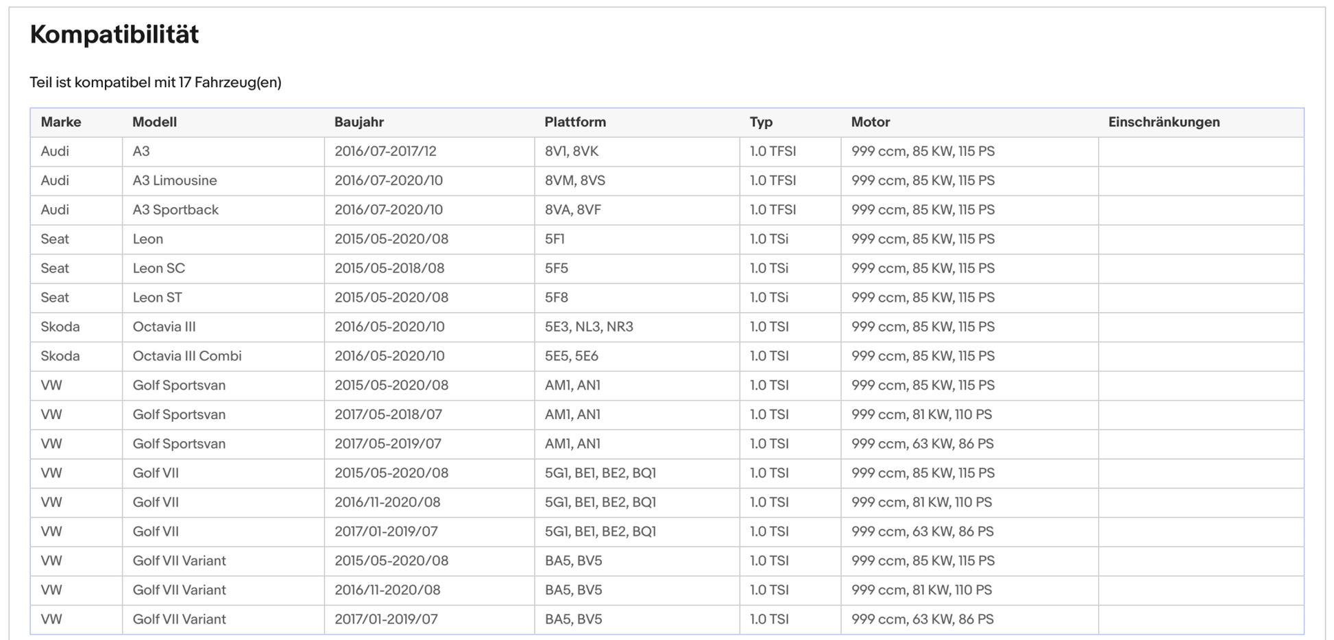 Katalysator für Audi A3, Seat Leon, Skoda Octavia, VW Golf 7, 1.0, Euro 6 - KatDoc