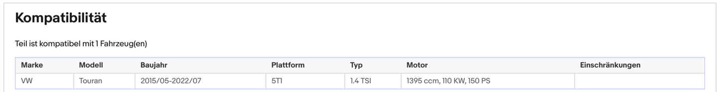 Katalysator für VW Touran 1.4 TSI, 110kW, Euro 6 - KatDoc