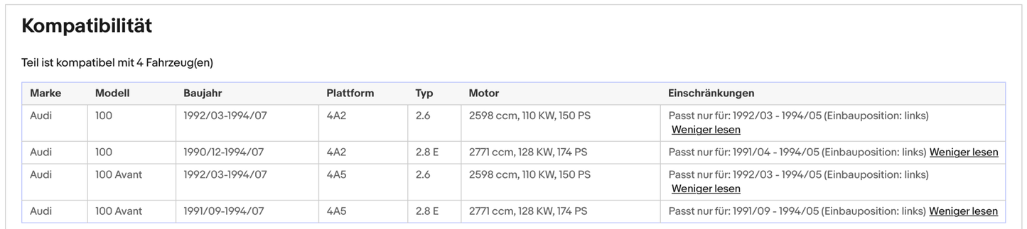Katalysator für Audi 100 C4, 2.6/2.8, 110/128kW, links, Euro 1&2 - KatDoc