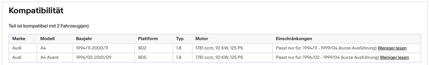 Katalysator für Audi A4 B5, 1.8, 92kW, Euro 1&2 - KatDoc