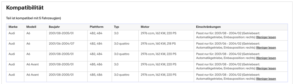 Katalysator Audi A6 C5, 3.0, 160/162kW, Automatik, rechts, Euro 3 - KatDoc
