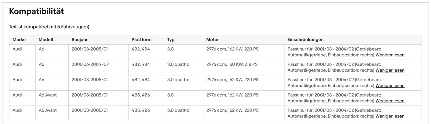 Katalysator Audi A6 C5, 3.0, 160/162kW, Automatik, rechts, Euro 3 - KatDoc