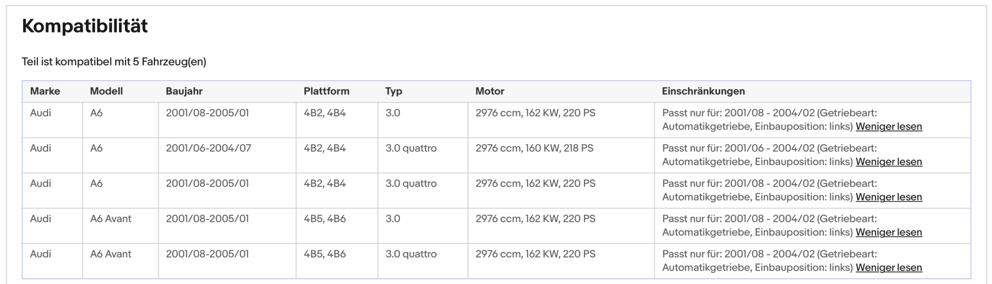 Katalysator Audi A6 C5, 3.0, 160/162kW, Automatik, links, Euro 3 - KatDoc