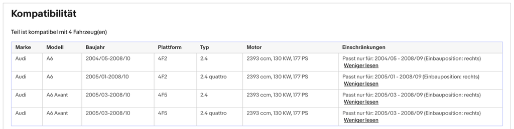 Katalysator Audi A6, 2.4, quattro, 130kW, rechts, Euro 4 - KatDoc