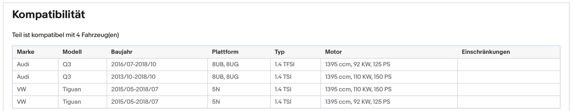 Katalysator Audi Q3, VW Tiguan, 1.4 TSI/TFSI, 92/110kW, Euro 6 - KatDoc