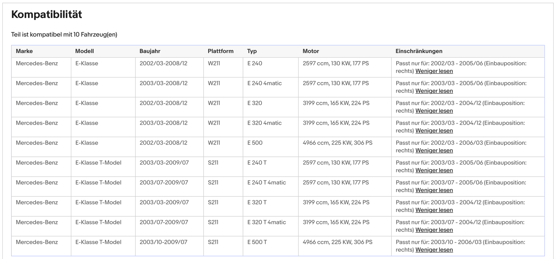 Katalysator für Mercedes E - Klasse (W/S211), 2.6/3.2/5.0, rechts, Euro 4 - KatDoc